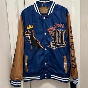 Members Only X Jean Michel Basquiat Varsity Bomber Jacket M Mona Lisa blue